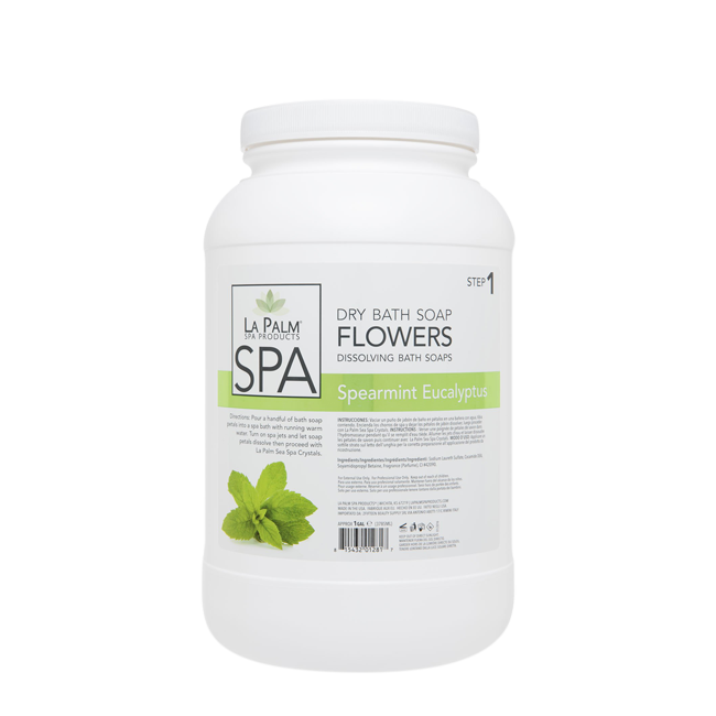 La Palm Dry Bath Soap, Flowers, Spearmint Eucalyptus, 1Gal (Packing: 4pcs/case)