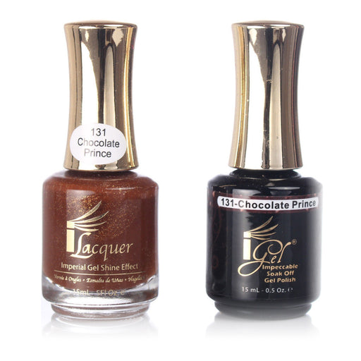 iGel Nail Lacquer + Gel Polish, 131, Chocolate Prince, 0.5oz KK1003