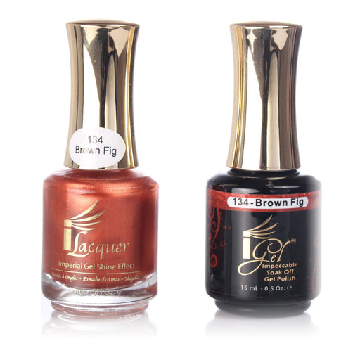 iGel Nail Lacquer + Gel Polish, 134, Brown Fig, 0.5oz KK1003