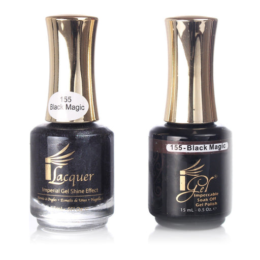 iGel Nail Lacquer + Gel Polish, 155, Black Magic, 0.5oz KK1003