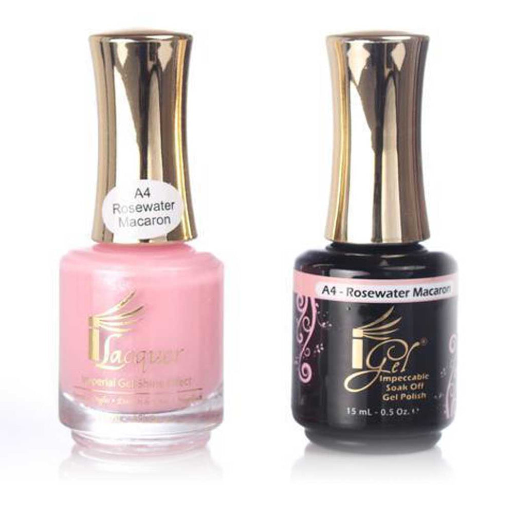 iGel Nail Lacquer + Gel Polish, A04, Rosewater Macaron, 0.5oz KK1003