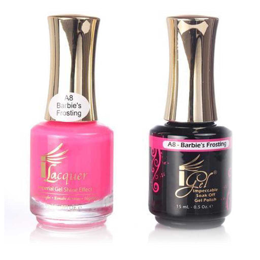 iGel Nail Lacquer + Gel Polish, A08, Barbie's Frosting, 0.5oz KK1003