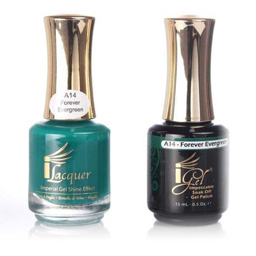 iGel Nail Lacquer + Gel Polish, A14, Forever Evergreen, 0.5oz KK1003