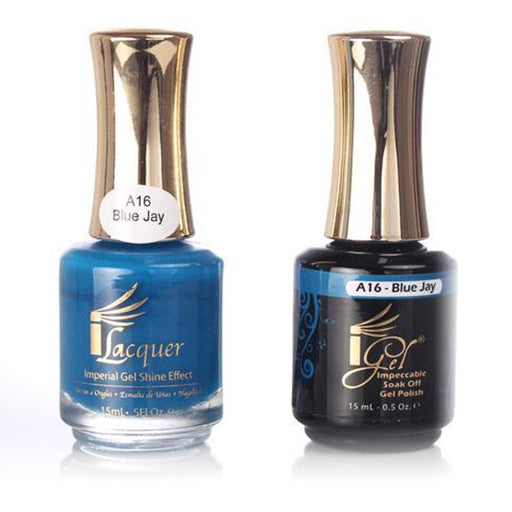 iGel Nail Lacquer + Gel Polish, A16, Blue Jay, 0.5oz KK1003