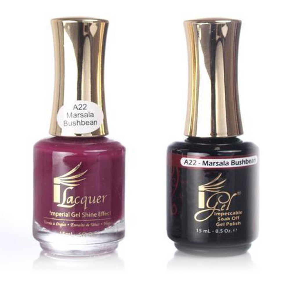 iGel Nail Lacquer + Gel Polish, A22, Marsala Bushbean, 0.5oz KK1003
