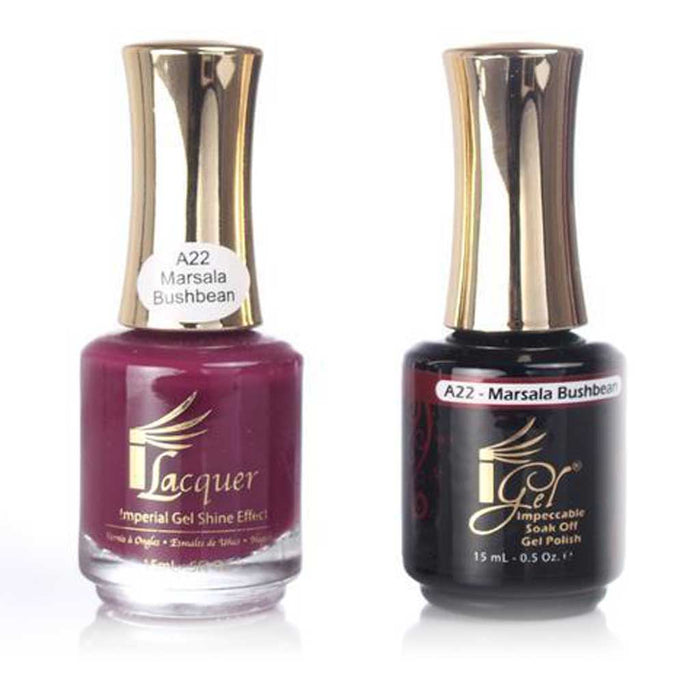 iGel Nail Lacquer + Gel Polish, A22, Marsala Bushbean, 0.5oz KK1003
