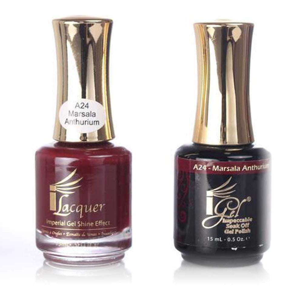 iGel Nail Lacquer + Gel Polish, A24, Marsala Anthurium, 0.5oz KK1003