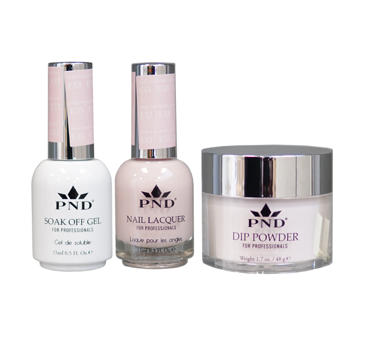 PND 3in1 Dipping Powder + Gel Polish + Nail Lacquer, Elegant Collection, E33 OK0324QT