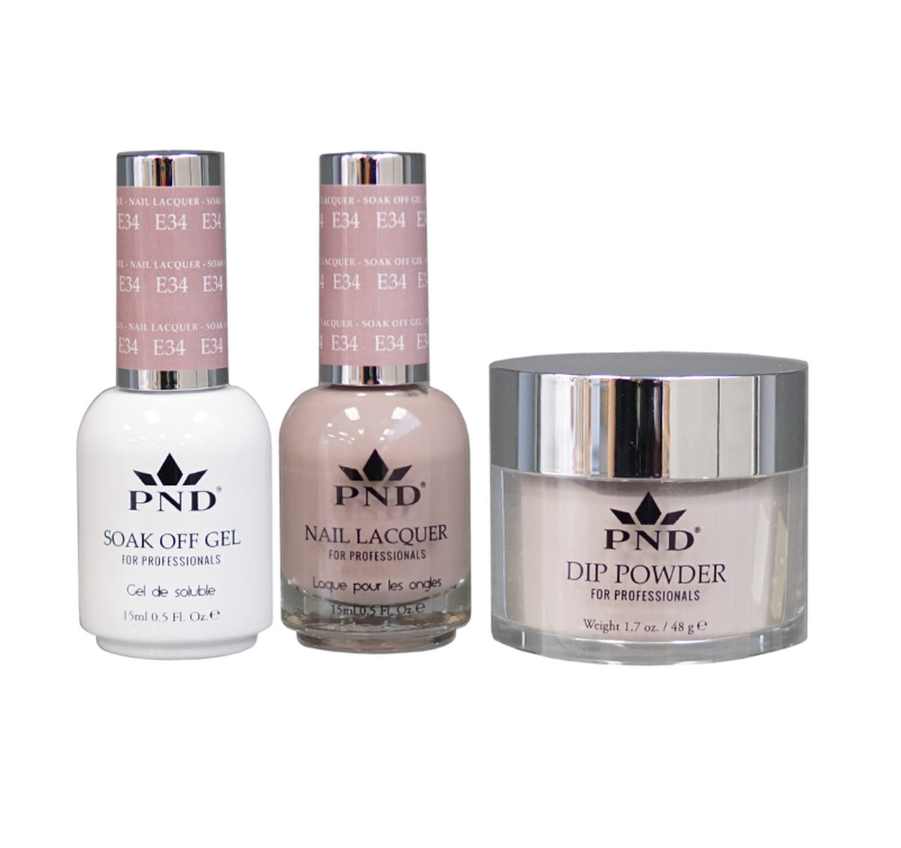 PND 3in1 Dipping Powder + Gel Polish + Nail Lacquer, Elegant Collection, E34 OK0324QT