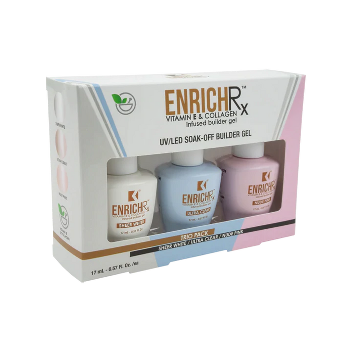 Kupa EnrichRX Trio Pack, 0.5oz (Contains: Sheer White, Ultra Clear, Nude Pink) (Pk: 28 pcs/case(