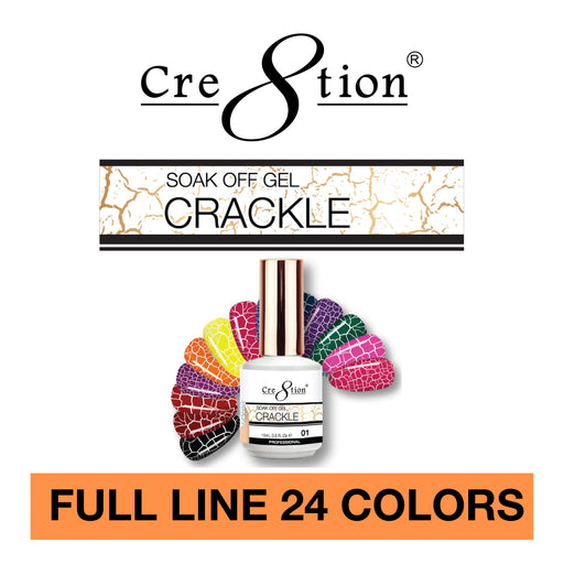 Cre8tion Crackle Gel, 0.5oz, Full line of 24 Colors (From 01 to 24) OK1109MD