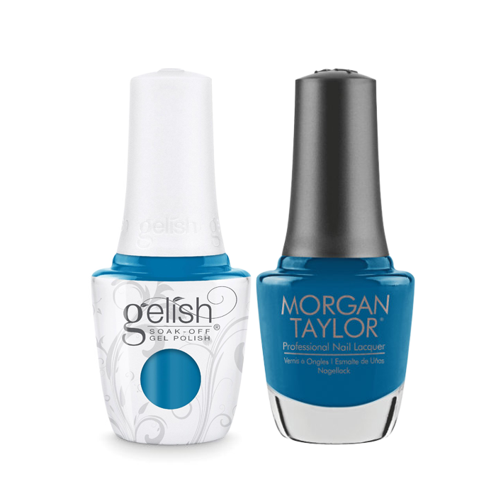 Gelish Gel Polish & Morgan Taylor Nail Lacquer, 1110302, Make A Splash Summer 2018 Collection, Feeling Swim-sical – Teal Creme, 0.5oz KK