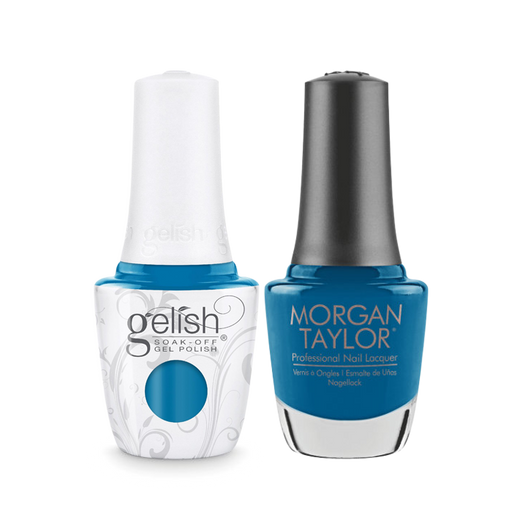 Gelish Gel Polish & Morgan Taylor Nail Lacquer, 1110302, Make A Splash Summer 2018 Collection, Feeling Swim-sical – Teal Creme, 0.5oz KK