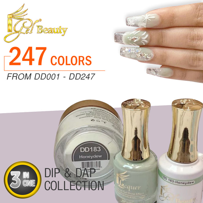 iGel 3in1 Dipping Powder + Gel Polish + Nail Lacquer, Full line of 247 Colors (From DD001 To DD247)