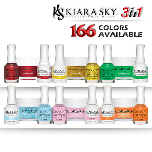Kiara Sky 3in1 Dipping Powder + Gel Polish + Nail Lacquer, Full line of 212 Colors
