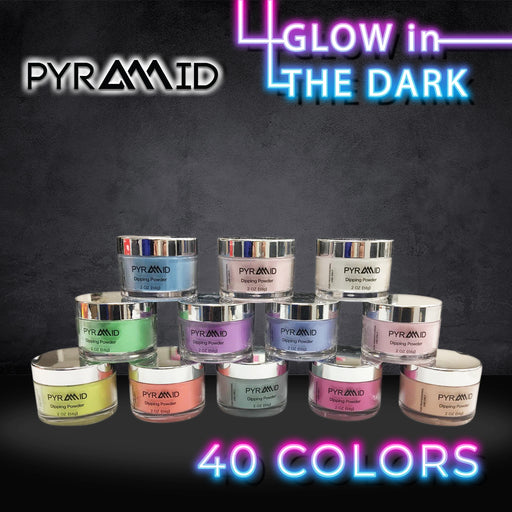 Pyramid Dipping Powder, Glow In The Dark Collection, Full Line Of 40 Colors (From GL01 To GL40), 2oz
