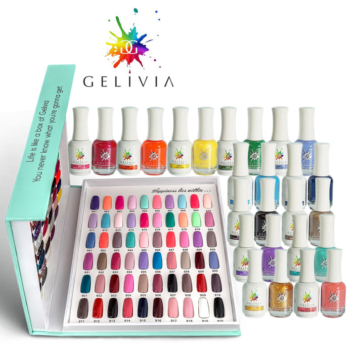 Gelivia Nail Lacquer And Gel Polish, Full line of 132 colors (From 801 To 920, 001 To 012), 0.5oz OK0304VD