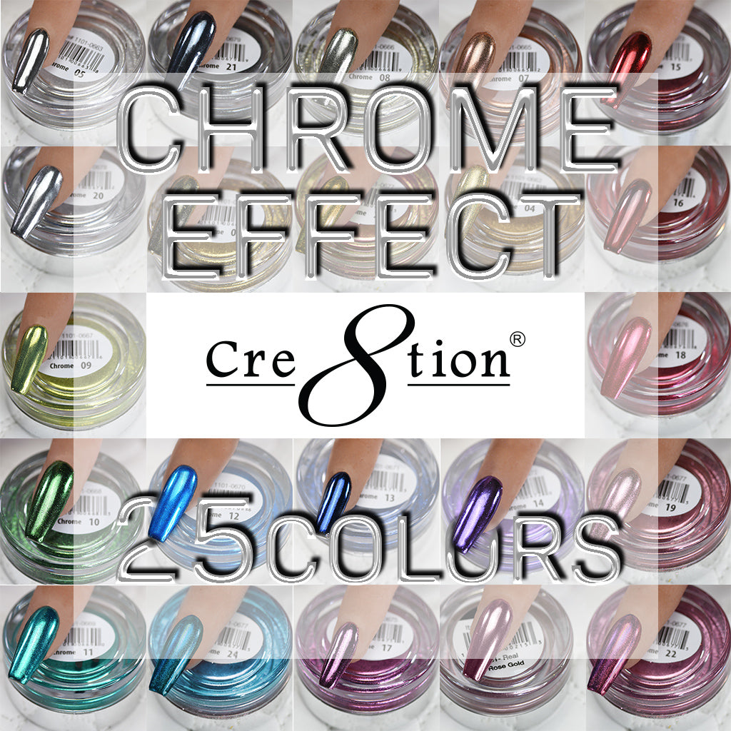 Cre8tion Chrome Nail Art Effect Collection, 1g, Full Line Of 25 Colors