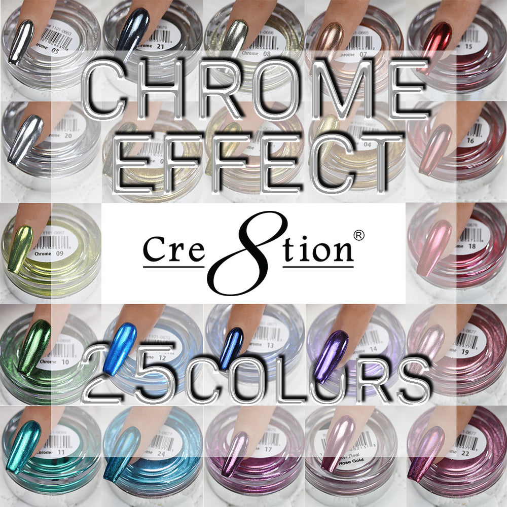 Cre8tion Chrome Nail Art Effect Collection, 1g, Full Line Of 25 Colors