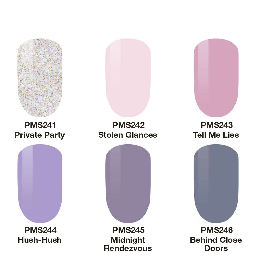 Perfect Match 3in1 Dipping Powder + Gel Polish + Nail Lacquer, Veiled Secrets Collection, Full line of 6 colors (From PMDP241 to PMDP246) OK0115