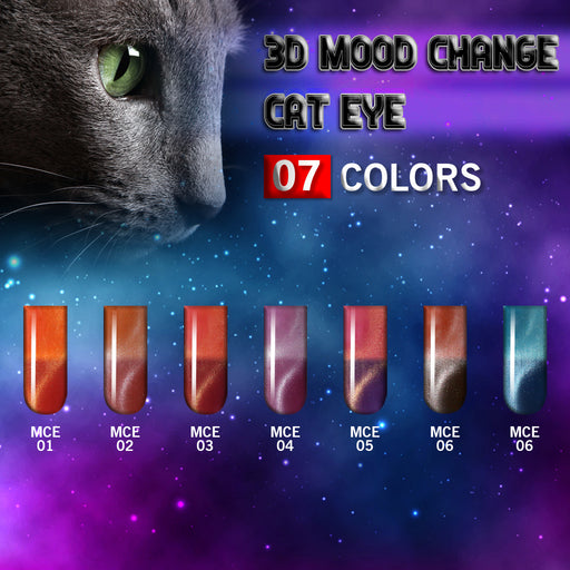 iGel 3D Mood Change Cat Eye Gel Polish, 0.5oz, Full line of 7 colors (from MCE01 to MCE07)