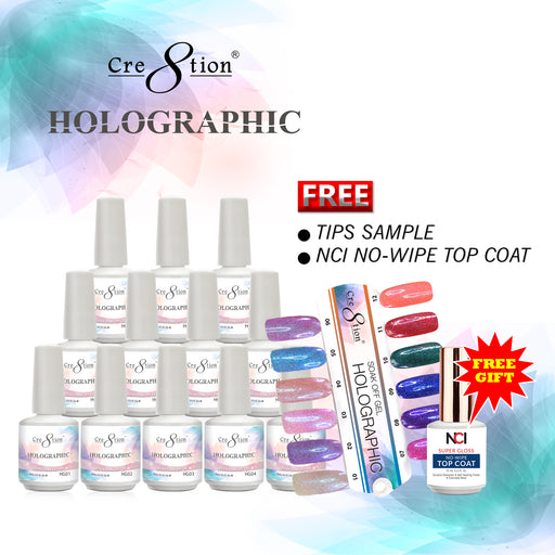 Cre8tion Holographic Gel Polish, 0.5oz, Full Line of 18 colors (from HG01 to HG18)