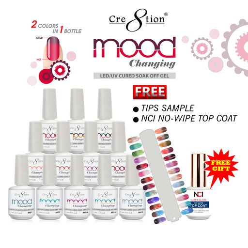 Cre8tion Mood Changing Gel Polish, 0.5oz, Full Line of 48 colors (from M01 to M48)