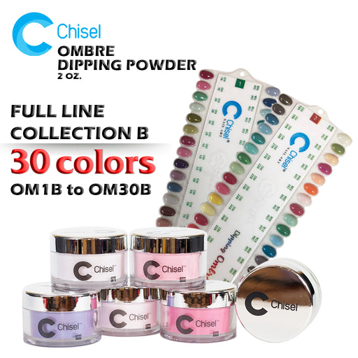 Chisel 2in1 Acrylic/Dipping Powder, B Collection, 2oz, Full Line Of 30 Colors (from 01B to 30B)