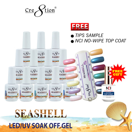 Cre8tion Seashell Gel Polish, Full line of 12 colors (from SS01 to SS12), 0.5oz