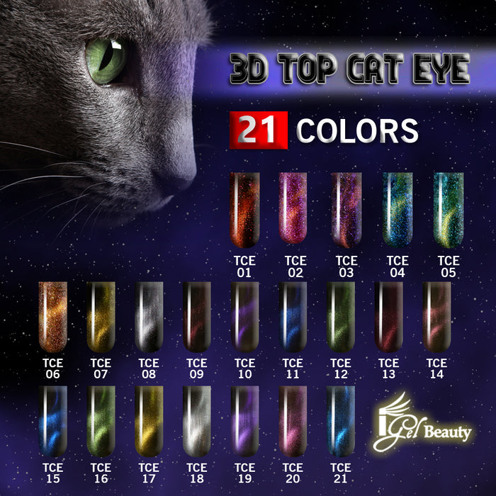 iGel 3D TOP CAT EYE Gel Polish, 0.5oz, Full line of 21 colors (from TCE01 to TCE21) KK1003