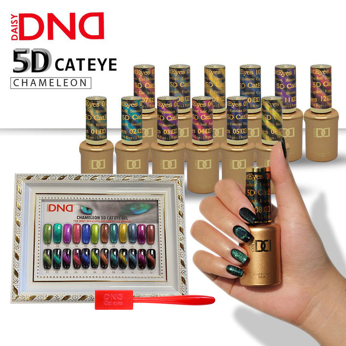 DND 5D CAT EYES Gel Polish, Full line of 12 colors (From CE5D-01 to CE5D-12), 0.5oz OK1110LK