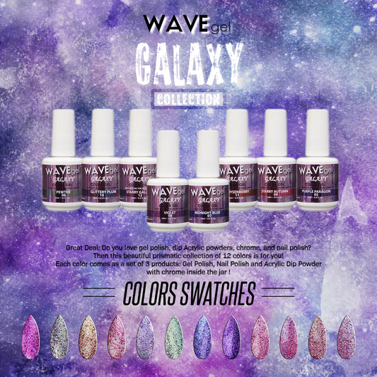 Wave Gel Gel Polish, Galaxy Collection, Full line of 12 colors (Form 01 to 12), 0.5oz KK1121