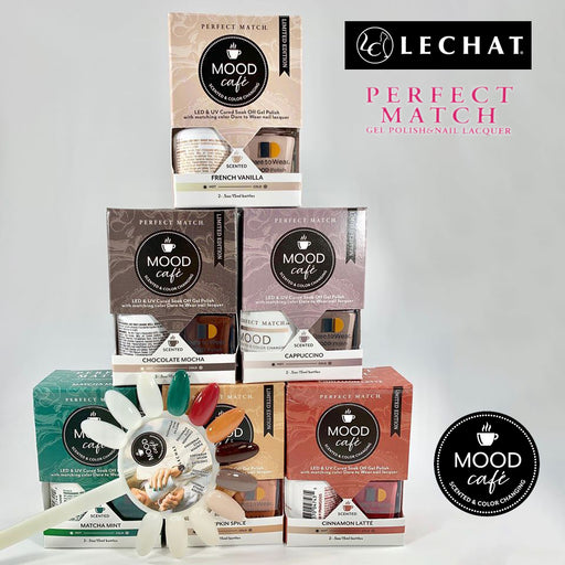 LeChat Perfect Match Mood Nail Lacquer + Gel Polish, Mood Cafe Collection, Full Line Of 6 Color (From PMMS001 to PMMS006), 0.5oz OK1121VD