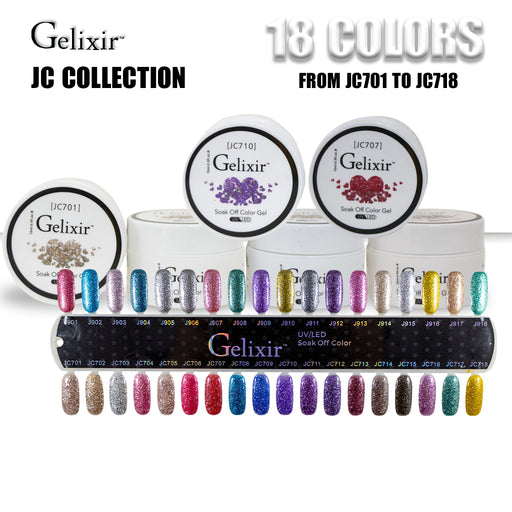 Gelixir Gel, JC Collection, 0.5oz, Full Line of 18 Colors (From JC701 To JC718)