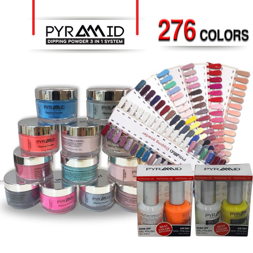 Pyramid 3in1 Dipping Powder + Gel Polish + Nail Lacquer, Full Line Of 276 Colors (From 301 To 566, NE41 to NE50), 2oz