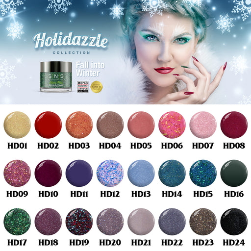 SNS Gelous Dipping Powder, Holidazzle Collection, Full line of 24 colors (From HD01 to HD24), 1 oz OK1106LK