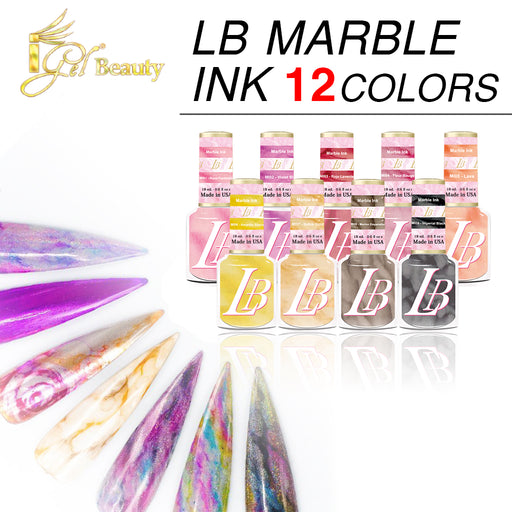 iGel LB Marble Ink Gel Polish, Full Line Of 12 (From MI01 To MI12), 0.6oz OK0528VD
