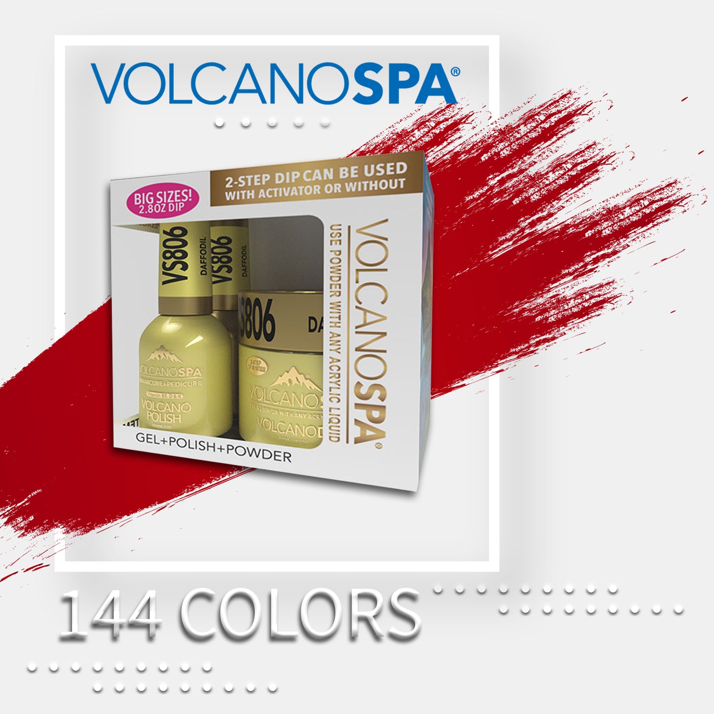 Volcano Spa 3in1 Acylic/Dipping Powder + Gel Polish + Nail Lacquer, Full Line Of 144 Colors ( From VS701 To VS841 ) OK0812VD