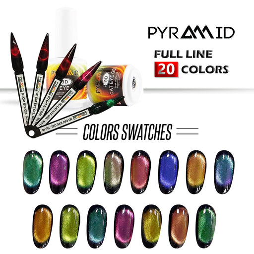 Pyramid Gel, 9D Cat Eye Gel Collection, Full line of 20 colors (From C-001 to C-020), 0.5oz OK1127LK
