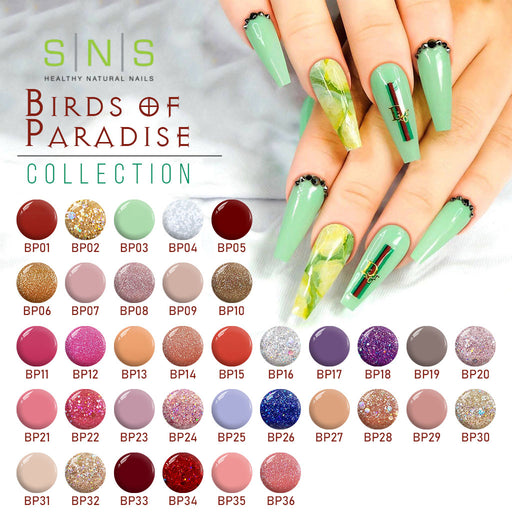 SNS Gelous Dipping Powder, Birds Of Paradise Collection, Full line of 36 colors (from BP01 to BP36) OK0809LK