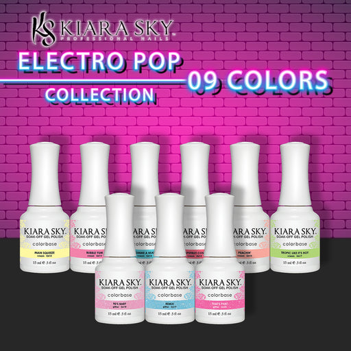 Kiara Sky Gel Polish, Electro Pop Collection, Full line of 9 colors (From G612 to G620), 0.5oz OK0518VD