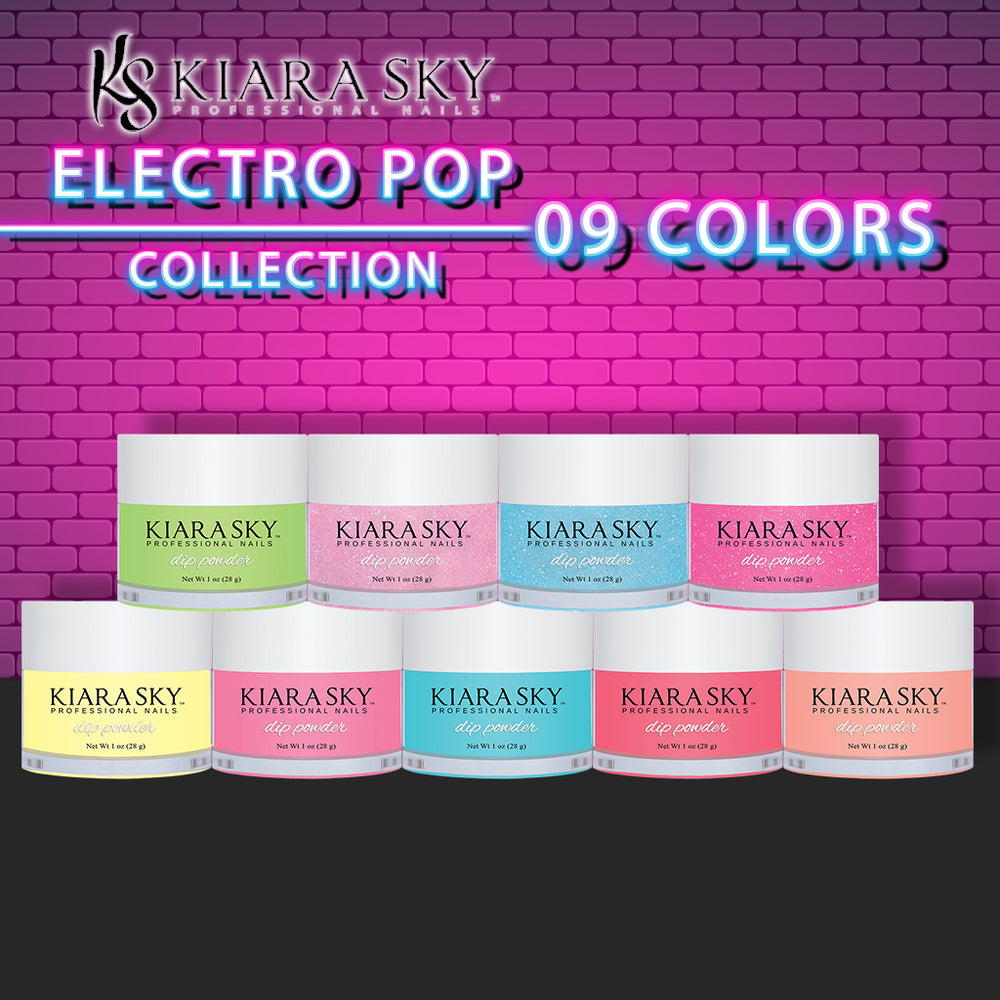 Kiara Sky Dipping Powder, Electro Pop Collection, Full line of 9 colors (From D612 to D620), 0.5oz OK0518VD
