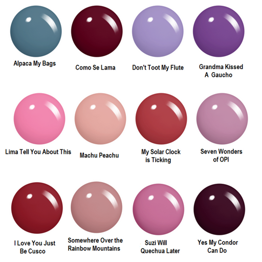 OPI Gelcolor, PERU Collection, Full line of 12 colors (Form P30 to P41)