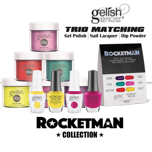 Gelish 3in1 Dipping Powder + Gel Polish + Nail Lacquer, Rocketman Collection, Full line of 6 colors (from 346 to 351) OK0425VD