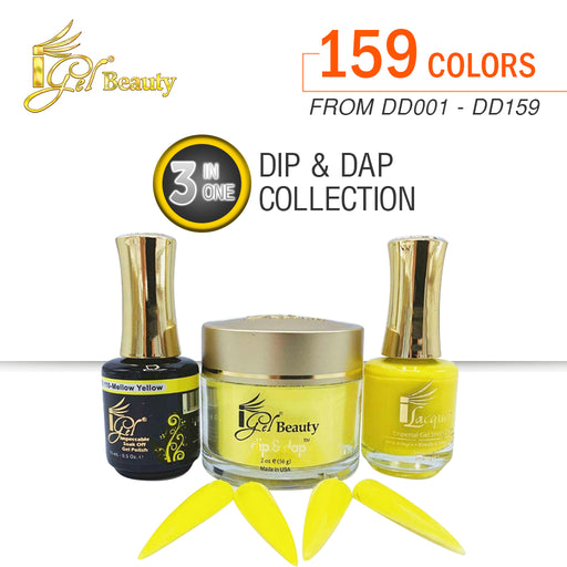 iGel 3in1 Acrylic/Dipping Powder + Gel Polish + Nail Lacquer, Dip & Dap Collection, Full Line Of 159 Colors ( From DD001 To DD159 ) OK0523VD