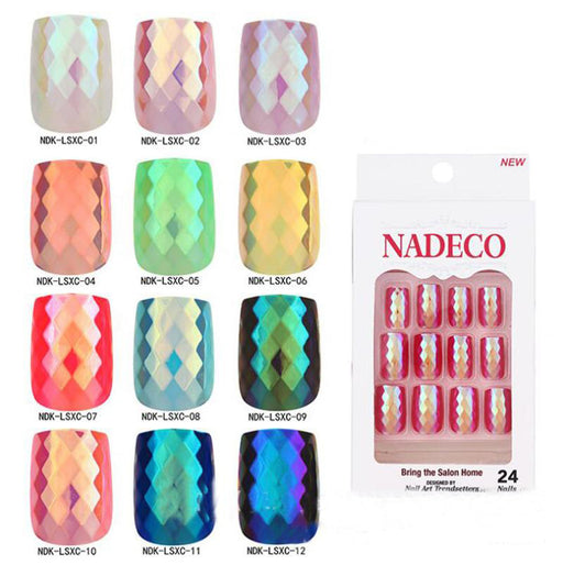 Nadeco Nail Art Trendsetters, Chrome Press On Nail Tips, 24 Nails, LSXC, Full line of 12 colors OK0614MD
