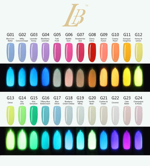 iGel LB Glow In The Dark Gel Polish, Full Line Of 24 Colors (From G01 to G24), 0.6oz