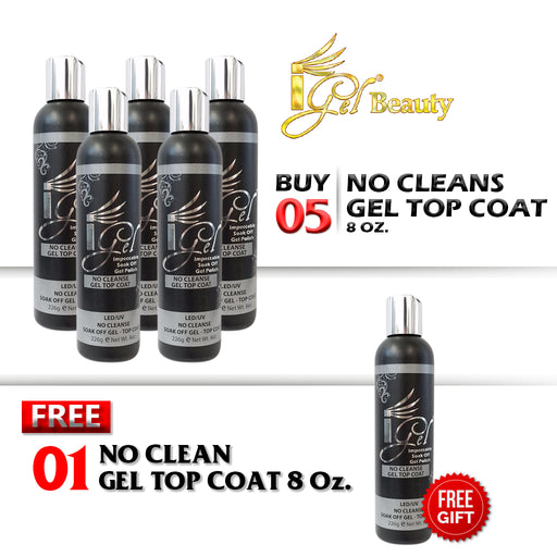 iGel No Cleanse Top Coat, 8oz, Buy 5 pcs Igel Base Coat 8oz Get 1 pc Any Gel Base/Top Coat 8oz FREE