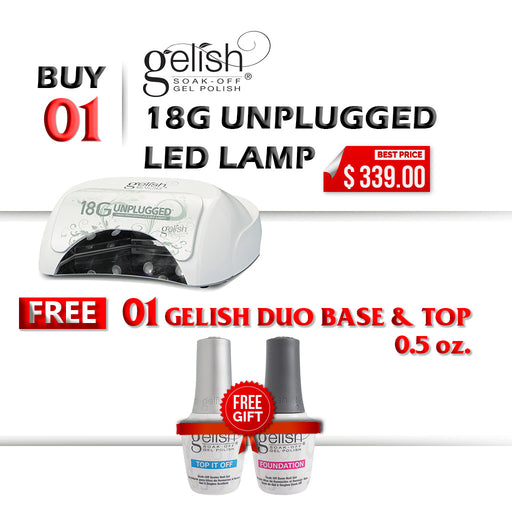 Gelish UV/LED 18G Unplugged Professional Lamp, Buy 1 Get 1 Gelish Top It Off, 1 Gelish Foundation