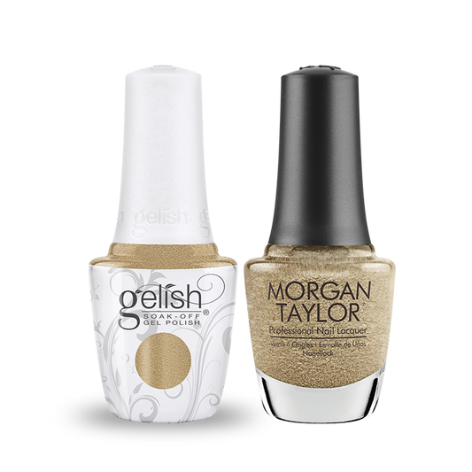 Gelish Gel Polish & Morgan Taylor Nail Lacquer, Champagne & Moonbeams Collection, 1110374, Gilded In Gold, 0.5oz OK1014VD